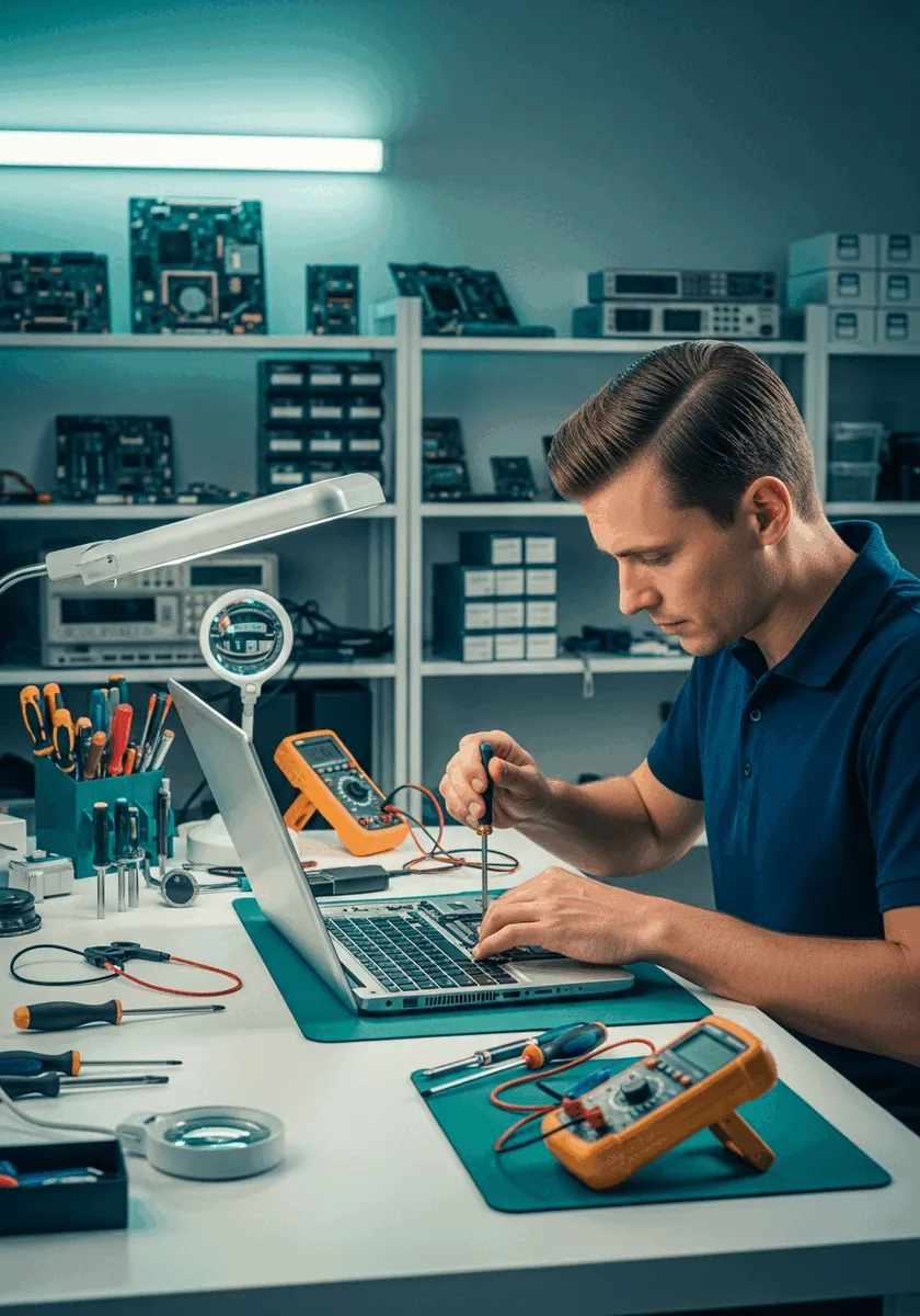 Professional computer repair technician fixing a laptop in Buff Point for Koastal Kollective